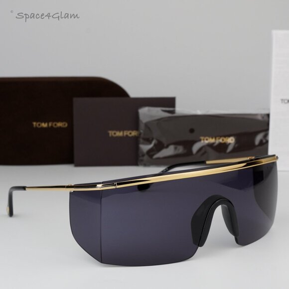 NEW Tom Ford FT0980/S 30A PAVLOS-02 Gold Grey Shield Unisex Sunglasses TF 098/S - Picture 2 of 13